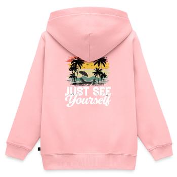 Strandurlaub Palmen Sonnenschirm Sommer Urlaub - Kinder Premium Organic Zip Hoodie - Rosa - Hinten - AI Model Kid Female (0cm)