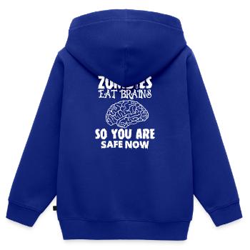 Zombies essen hirn Zombieapokalypse Gehirn Lustig - Kinder Premium Organic Zip Hoodie - Royalblau - Hinten - AI Model Kid Male (0cm)