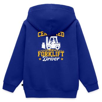 Staplerfahrer Gabelstaplerfahrer Gabelstapler Lohn - Kinder Premium Organic Zip Hoodie - Royalblau - Hinten - AI Model Kid Male (0cm)