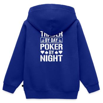 Traden Finanzen Poker Aktien Pokern Kartenspiel - Kinder Premium Organic Zip Hoodie - Royalblau - Hinten - AI Model Kid Male (0cm)
