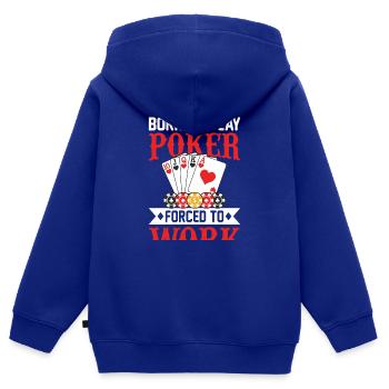 Poker Casino Cartes Joueurs de poker Bluffant des jetons - Sweat Premium à capuche zippé enfant bio - bleu roi - Dos - AI Model Kid Male (0cm)
