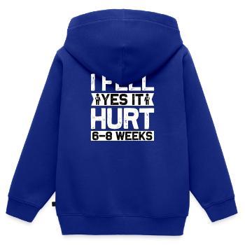 Fracture du bras Fracture osseuse Cascadeur Gypse Récupération du bras - Sweat Premium à capuche zippé enfant bio - bleu roi - Dos - AI Model Kid Male (0cm)