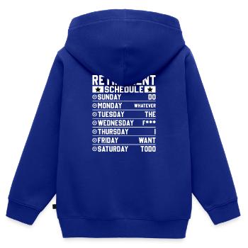 Retraité Adieu Collègue Régime de retraite - Sweat Premium à capuche zippé enfant bio - bleu roi - Dos - AI Model Kid Male (0cm)