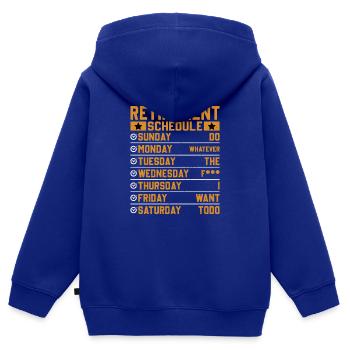 Retraité Adieu Collègue Régime de retraite - Sweat Premium à capuche zippé enfant bio - bleu roi - Dos - AI Model Kid Male (0cm)