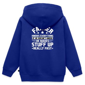 Dad Bad Influence - Cadeau du père - Sweat Premium à capuche zippé enfant bio - bleu roi - Dos - AI Model Kid Male (0cm)