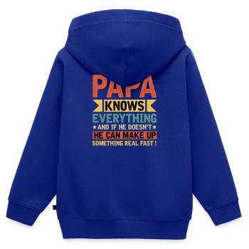 Dad Bad Influence - Cadeau du père - Sweat Premium à capuche zippé enfant bio - bleu roi - Dos - AI Model Kid Male (0cm)