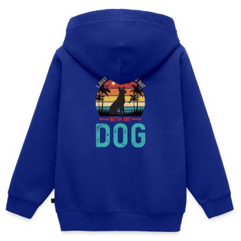 Poil de chien Race de chien Cadeau de propriétaire de chien - Sweat Premium à capuche zippé enfant bio - bleu roi - Dos - AI Model Kid Male (0cm)