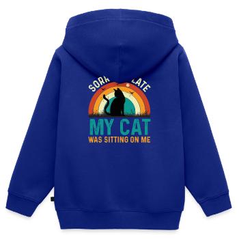 Chat Chats Animal Animal De compagnie Fille Chat Dame - Sweat Premium à capuche zippé enfant bio - bleu roi - Dos - AI Model Kid Male (0cm)