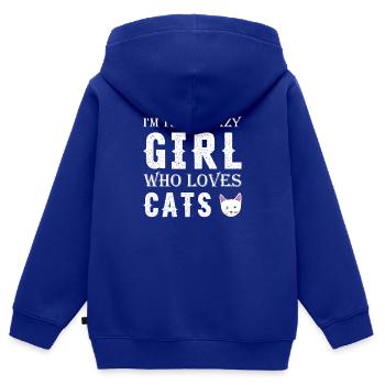 Chat Chats Animal Animal De compagnie Fille Chat Dame - Sweat Premium à capuche zippé enfant bio - bleu roi - Dos - AI Model Kid Male (0cm)