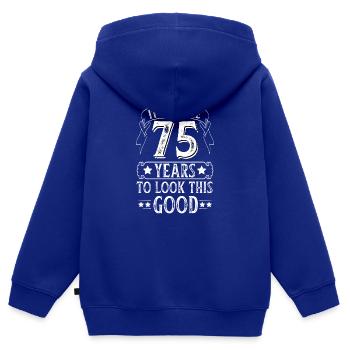 Geburtstag 75 Jahre Geburtstagsfeier Alter Datum - Kinder Premium Organic Zip Hoodie - Royalblau - Hinten - AI Model Kid Male (0cm)