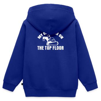Holz Kettensäge Holzfäller Holzarbeiter Klettern - Kinder Premium Organic Zip Hoodie - Royalblau - Hinten - AI Model Kid Male (0cm)