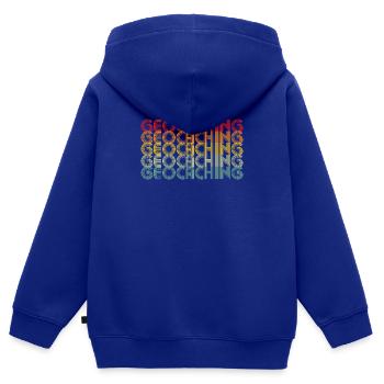 Géocaching Geocacher Geocache - Sweat Premium à capuche zippé enfant bio - bleu roi - Dos - AI Model Kid Male (0cm)