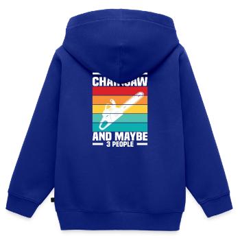 Holz Kettensäge Holzfäller Holzarbeiter Klettern - Kinder Premium Organic Zip Hoodie - Royalblau - Hinten - AI Model Kid Male (0cm)