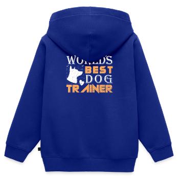 Hundetrainer auf Hundeplatz bei Hundeerziehung - Kinder Premium Organic Zip Hoodie - Royalblau - Hinten - AI Model Kid Male (0cm)