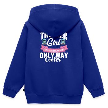 LKW Fahrerin LKW Fahrerin LKW Fahrerin - Kinder Premium Organic Zip Hoodie - Royalblau - Hinten - AI Model Kid Male (0cm)