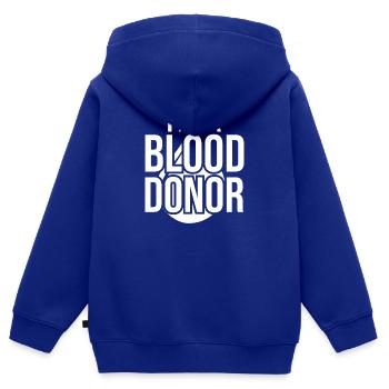 Don de sang Donneurs de sang Donneurs de sang - Sweat Premium à capuche zippé enfant bio - bleu roi - Dos - AI Model Kid Male (0cm)