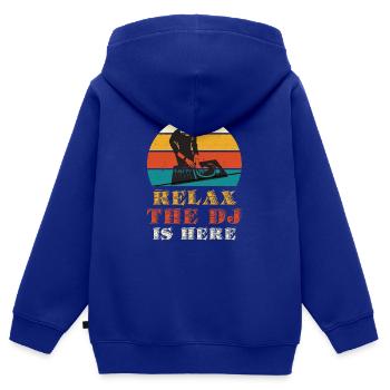 DJ GIG Disc Jockey Techno Party Deejay Club - Sweat Premium à capuche zippé enfant bio - bleu roi - Dos - AI Model Kid Male (0cm)