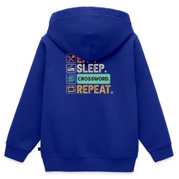Mots croisés Résoudre Hobby Quiz Lire - Sweat Premium à capuche zippé enfant bio - bleu roi - Dos - AI Model Kid Male (0cm)
