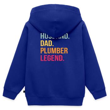 Heizungsbauer Vater Ehemann Sanitär Gas Klempner - Kinder Premium Organic Zip Hoodie - Royalblau - Hinten - AI Model Kid Male (0cm)