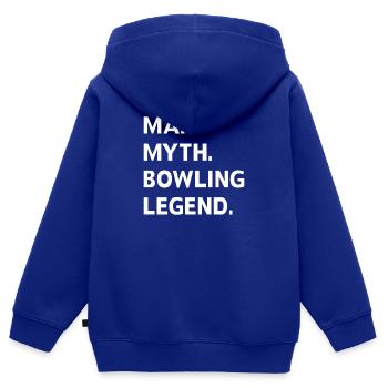 Bowling Cone Spareball Pins Ball Strike - Sweat Premium à capuche zippé enfant bio - bleu roi - Dos - AI Model Kid Male (0cm)
