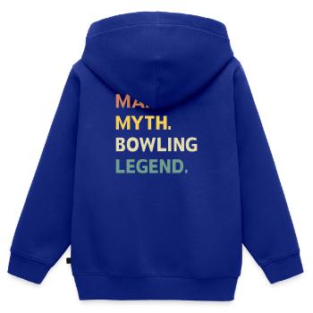 Bowling Cone Spareball Pins Ball Strike - Sweat Premium à capuche zippé enfant bio - bleu roi - Dos - AI Model Kid Male (0cm)