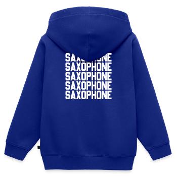 Saxophone Saxophone Saxophone Saxophone Musique Saxophone Joueur - Sweat Premium à capuche zippé enfant bio - bleu roi - Dos - AI Model Kid Male (0cm)