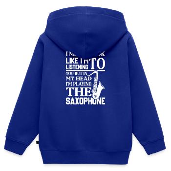 Saxophone Saxophone Saxophone Saxophone Musique Saxophone Joueur - Sweat Premium à capuche zippé enfant bio - bleu roi - Dos - AI Model Kid Male (0cm)