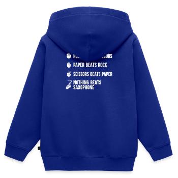 Saxophone Saxophone Saxophone Saxophone Musique Saxophone Joueur - Sweat Premium à capuche zippé enfant bio - bleu roi - Dos - AI Model Kid Male (0cm)