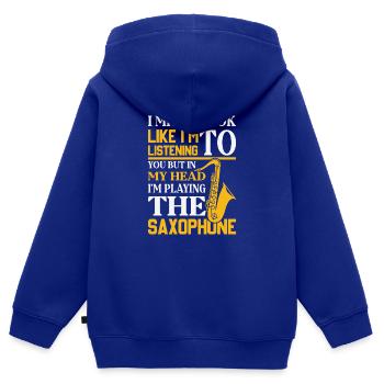 Saxophone Saxophone Saxophone Saxophone Musique Saxophone Joueur - Sweat Premium à capuche zippé enfant bio - bleu roi - Dos - AI Model Kid Male (0cm)