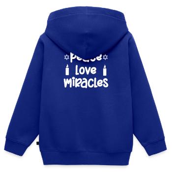 Joyeux Hanoukka Judaïsme Juifs Juifs yev Hanukah - Sweat Premium à capuche zippé enfant bio - bleu roi - Dos - AI Model Kid Male (0cm)