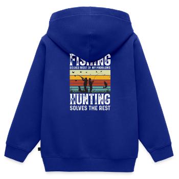 Angeln Jagen Fisch Haken Jäger Rute Köder Biss - Kinder Premium Organic Zip Hoodie - Royalblau - Hinten - AI Model Kid Male (0cm)