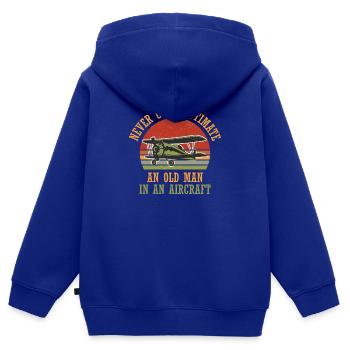 Pilot Flugzeug fliegen Flugsport Geschenkidee - Kinder Premium Organic Zip Hoodie - Royalblau - Hinten - AI Model Kid Male (0cm)