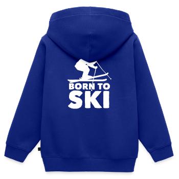Skieurs Montagnes Descente Ski Sport Skis Ski Ski - Sweat Premium à capuche zippé enfant bio - bleu roi - Dos - AI Model Kid Male (0cm)