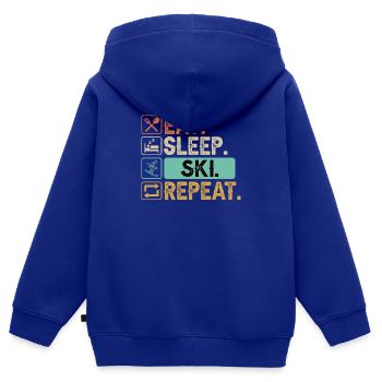 Skieurs Montagnes Descente Ski Sport Skis Ski Ski - Sweat Premium à capuche zippé enfant bio - bleu roi - Dos - AI Model Kid Male (0cm)