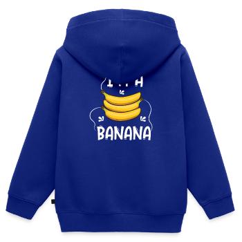 Banane - Kinder Premium Organic Zip Hoodie - Royalblau - Hinten - AI Model Kid Male (0cm)