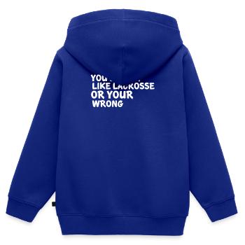 Lacrosse Spieler spielen Lacrosse Relax Lacrosse - Kinder Premium Organic Zip Hoodie - Royalblau - Hinten - AI Model Kid Male (0cm)
