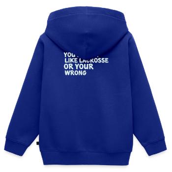 Lacrosse Spieler spielen Lacrosse Relax Lacrosse - Kinder Premium Organic Zip Hoodie - Royalblau - Hinten - AI Model Kid Male (0cm)