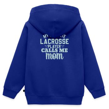 Lacrosse Mom grande Lacrosse Mama - Sweat Premium à capuche zippé enfant bio - bleu roi - Dos - AI Model Kid Male (0cm)