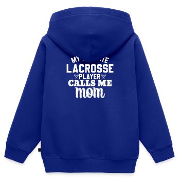 Lacrosse Mom grande Lacrosse Mama - Sweat Premium à capuche zippé enfant bio - bleu roi - Dos - AI Model Kid Male (0cm)