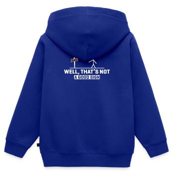 schlechtes Zeichen Zeichentrick Schild Lustig - Kinder Premium Organic Zip Hoodie - Royalblau - Hinten - AI Model Kid Male (0cm)