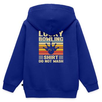 Bowling Cone Spareball Pins Ball Strike - Sweat Premium à capuche zippé enfant bio - bleu roi - Dos - AI Model Kid Male (0cm)