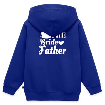 Père de la mariée Mariage Mariage Femme Poltern - Sweat Premium à capuche zippé enfant bio - bleu roi - Dos - AI Model Kid Male (0cm)