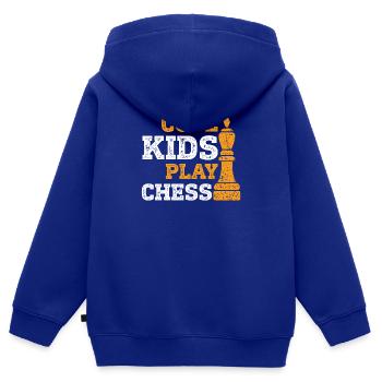 Échecs Enfants - Sweat Premium à capuche zippé enfant bio - bleu roi - Dos - AI Model Kid Male (0cm)