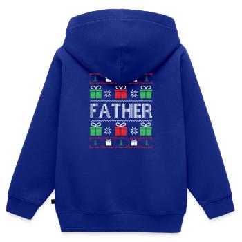 Cadeau Papa de Noël Look partenaire - Sweat Premium à capuche zippé enfant bio - bleu roi - Dos - AI Model Kid Male (0cm)