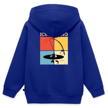 Pêche sur glace Pêche sur glace Pêche sur glace - Sweat Premium à capuche zippé enfant bio - bleu roi - Dos - AI Model Kid Male (0cm)