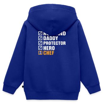 Chef Beanie Chef Cuisine Cinq Étoiles Or 5 - Sweat Premium à capuche zippé enfant bio - bleu roi - Dos - AI Model Kid Male (0cm)