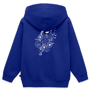 Fleurs roses Roses fleurs tropicales - Sweat Premium à capuche zippé enfant bio - bleu roi - Dos - AI Model Kid Male (0cm)