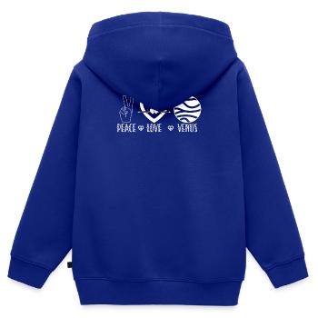 Venus Planète Paix Amour Système Solaire - Sweat Premium à capuche zippé enfant bio - bleu roi - Dos - AI Model Kid Male (0cm)