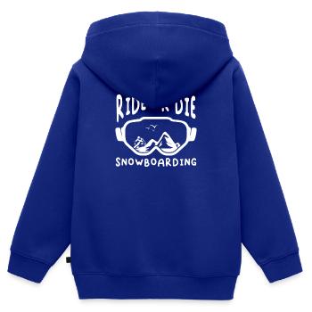Snowboard Winter Skihütte Kind Schnee Snowboarder - Kinder Premium Organic Zip Hoodie - Royalblau - Hinten - AI Model Kid Male (0cm)