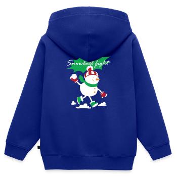 Enfants Snowball Fight Boule de neige - Sweat Premium à capuche zippé enfant bio - bleu roi - Dos - AI Model Kid Male (0cm)